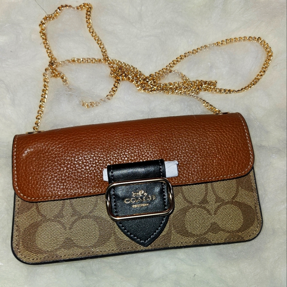 Coach Morgan Leather Crossbody in Colorblock Signature Canvas